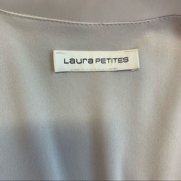 Laura Petites Silver pearl shiny coloured evening formal blouse size 10P - Picture 6 of 9